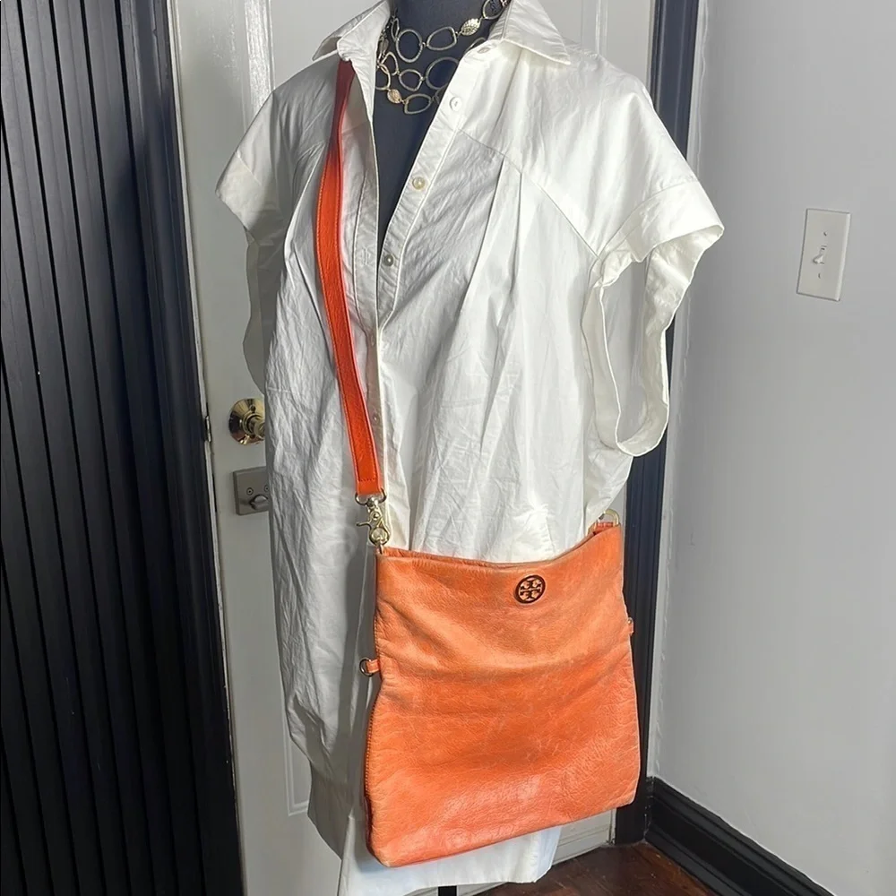 Tory Burch 3 way Orange Leather Crossbody Bag